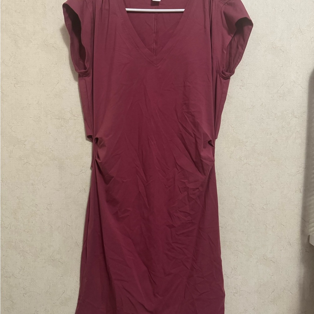 Athleta Burgundy V-Neck Dress